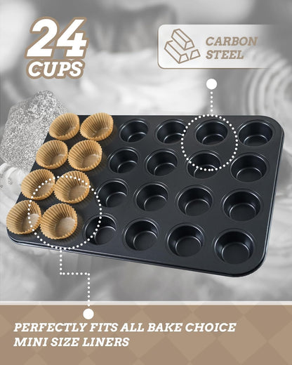 Bake Choice Mini Muffin Pan with 200 Cupcake Liners, Mini Cupcake Pans — product details
