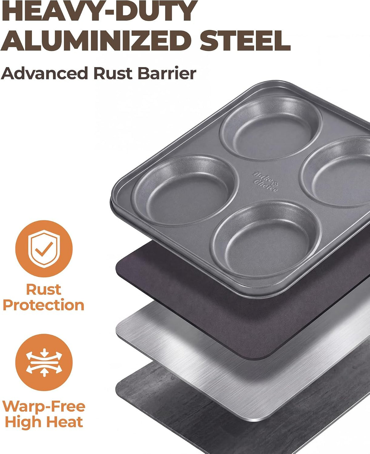 Bake Choice Muffin Top Pan, 4-Cup Hamburger Bun Pan, 4' Baking Pan 2 Pack — product details