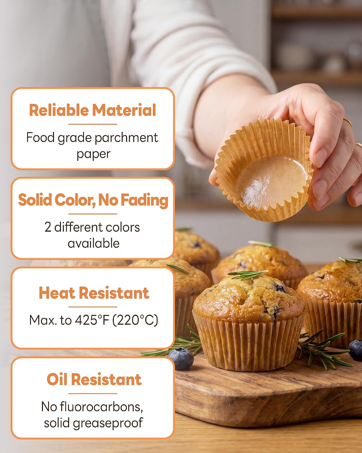 Bake Choice 250PCS Mini Cupcake Liners for Baking, Non-stick, Natural — product details