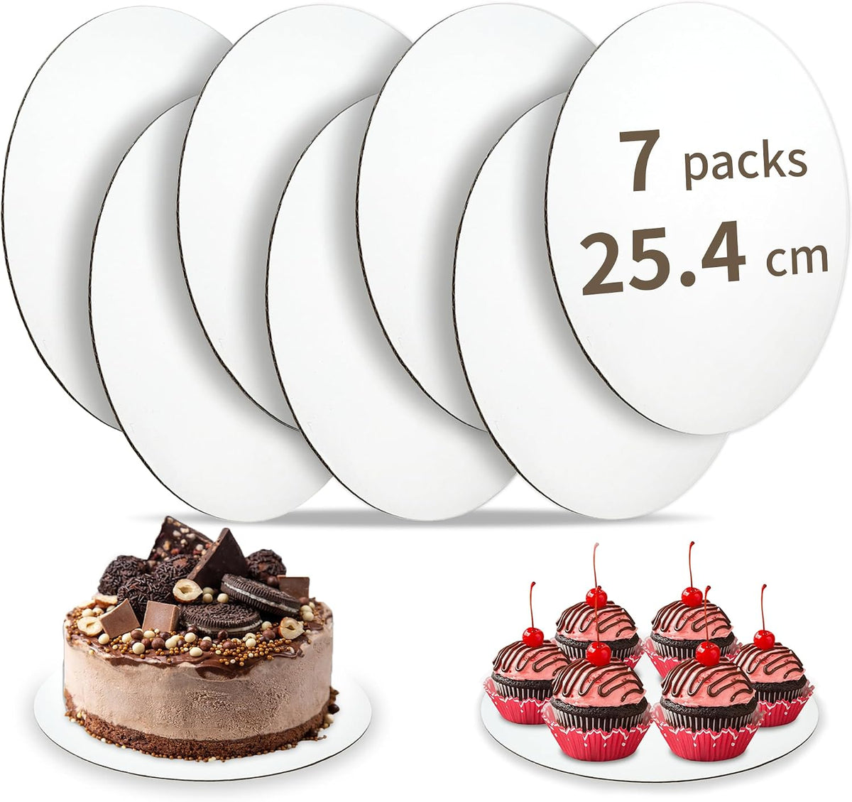 Bake Choice Cake Boards 10 inch, 7 Pack Food-Graded Cardboard Cake Rounds — main product image