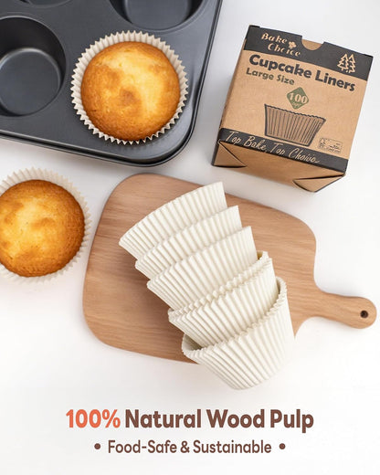 Bake Choice 100pcs Jumbo Cupcake Liners for Baking, White Muffin Liners — product details