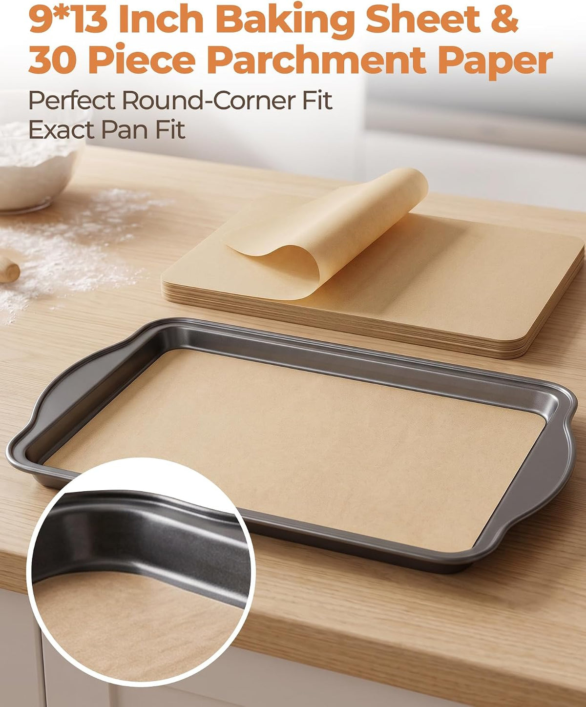 Bake Choice Small Baking Sheet, Baking Pan with 30 Pcs Pre Cut Liners — product details