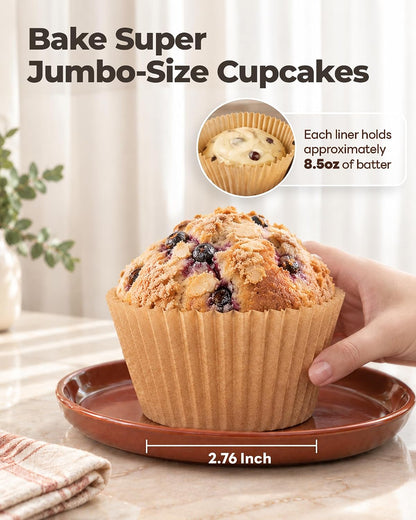 Bake Choice 100pcs Super Jumbo Cupcake Liners for Baking, EU 65GSM Paper — product details