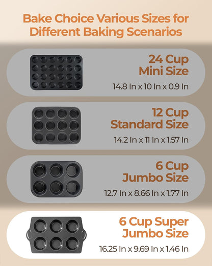 Bake Choice 2 Super Jumbo Muffin Pan for Baking with 40 PC 65GSM Liners — product details