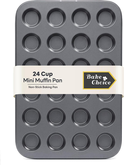 Bake Choice Mini Muffin Pan, Nonstick 24 Cup Mini Cupcake Pans — main product image