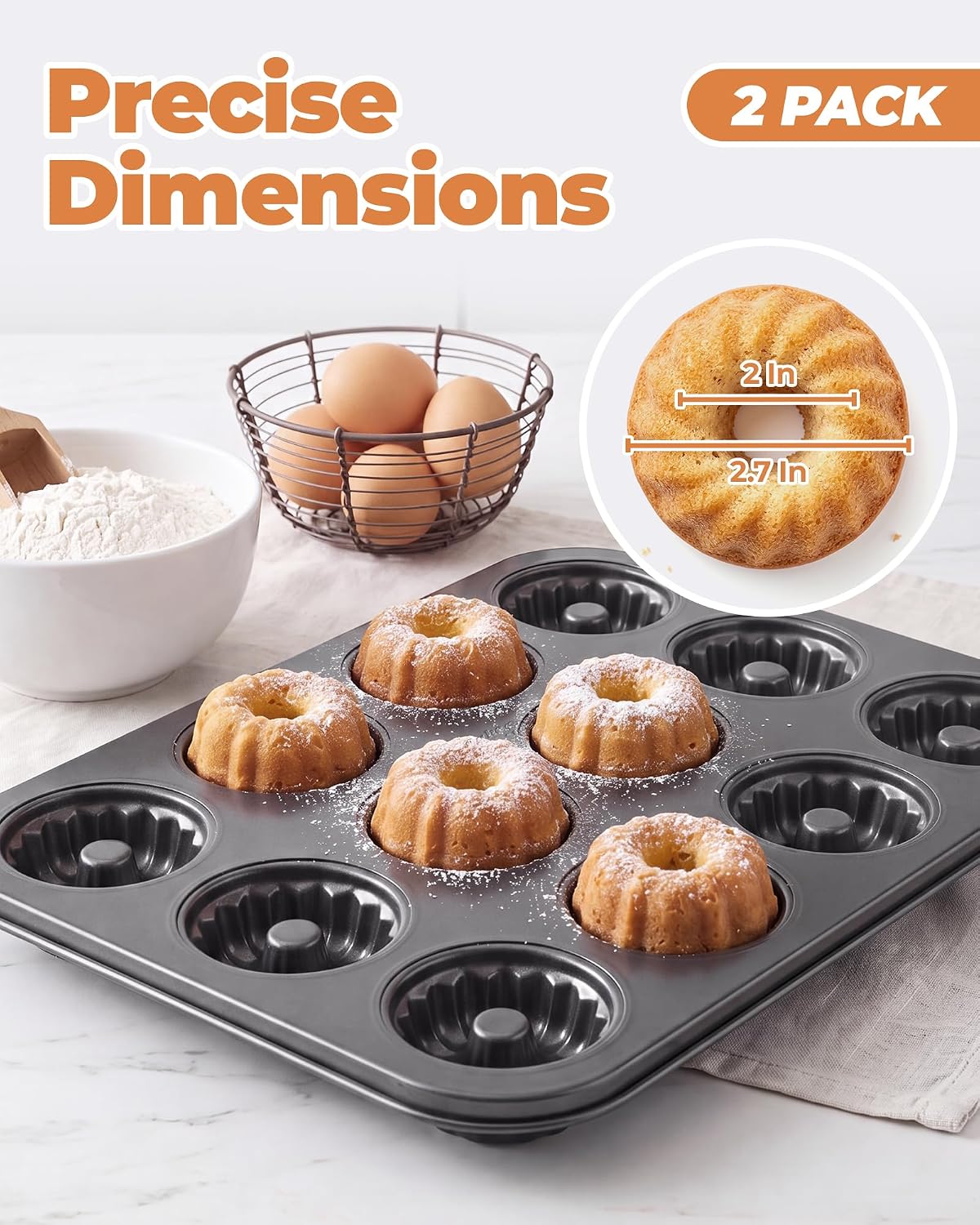 Bake Choice Mini Fluted Tube Cake Pans for Baking, 12-Cavity for Cupcakes — product details