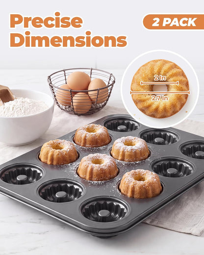 Bake Choice Mini Fluted Tube Cake Pans for Baking, 12-Cavity for Cupcakes — product details