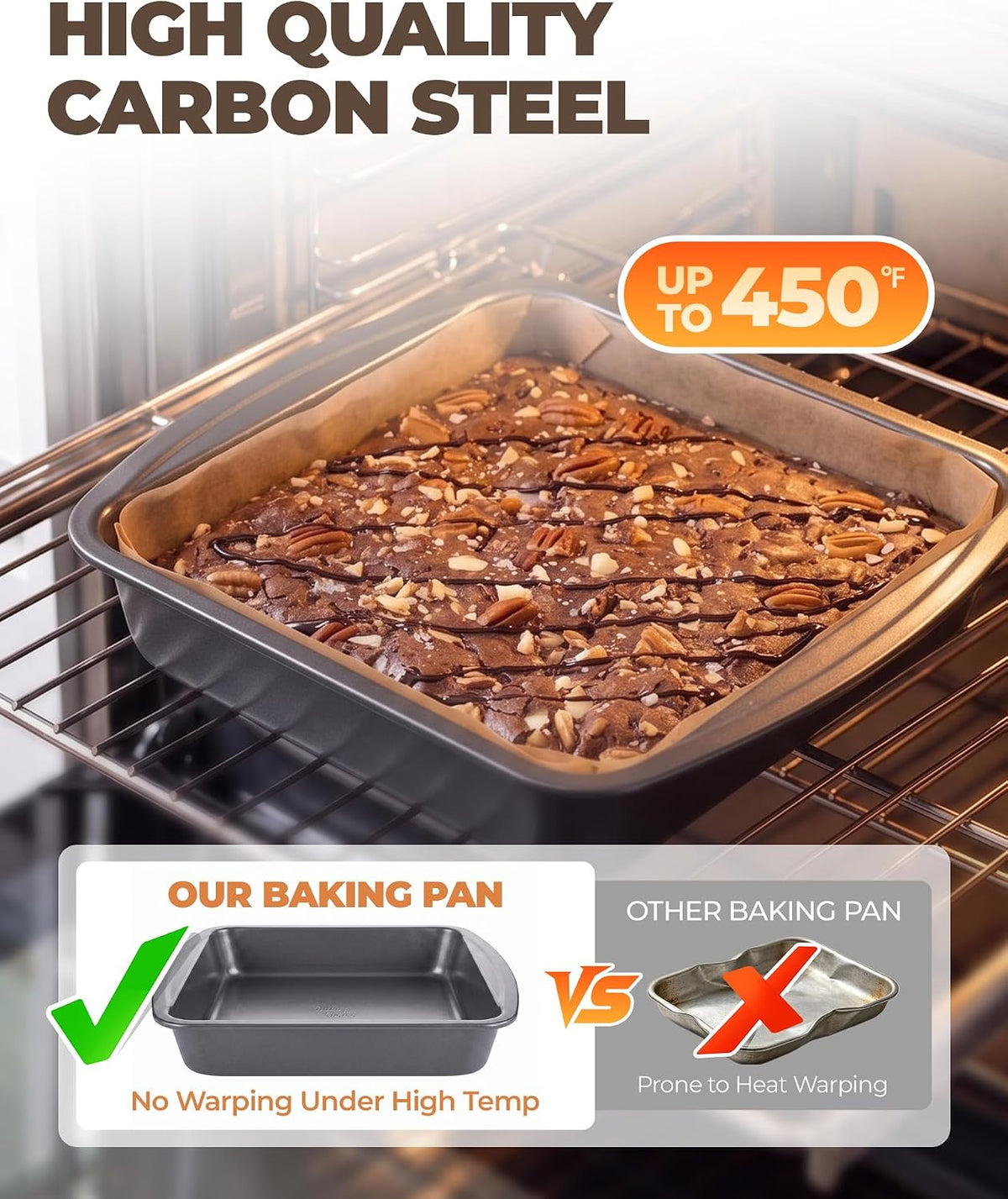 Bake Choice 9 x 9 Square Brownie Pan, Baking Pan with 30 Pcs Pre Cut Liners — product details