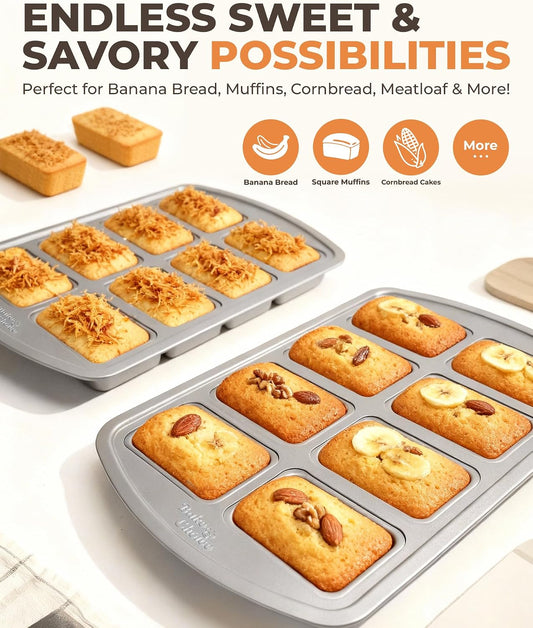 Bake Choice Mini Loaf Pan, 8-Cavity Non-Stick Carbon Steel Baking Pans Set — product details