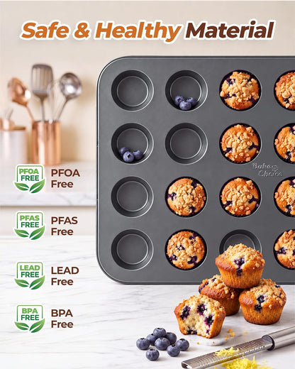 Bake Choice Mini Muffin Pan, Nonstick 24 Cup Mini Cupcake Pans — product details