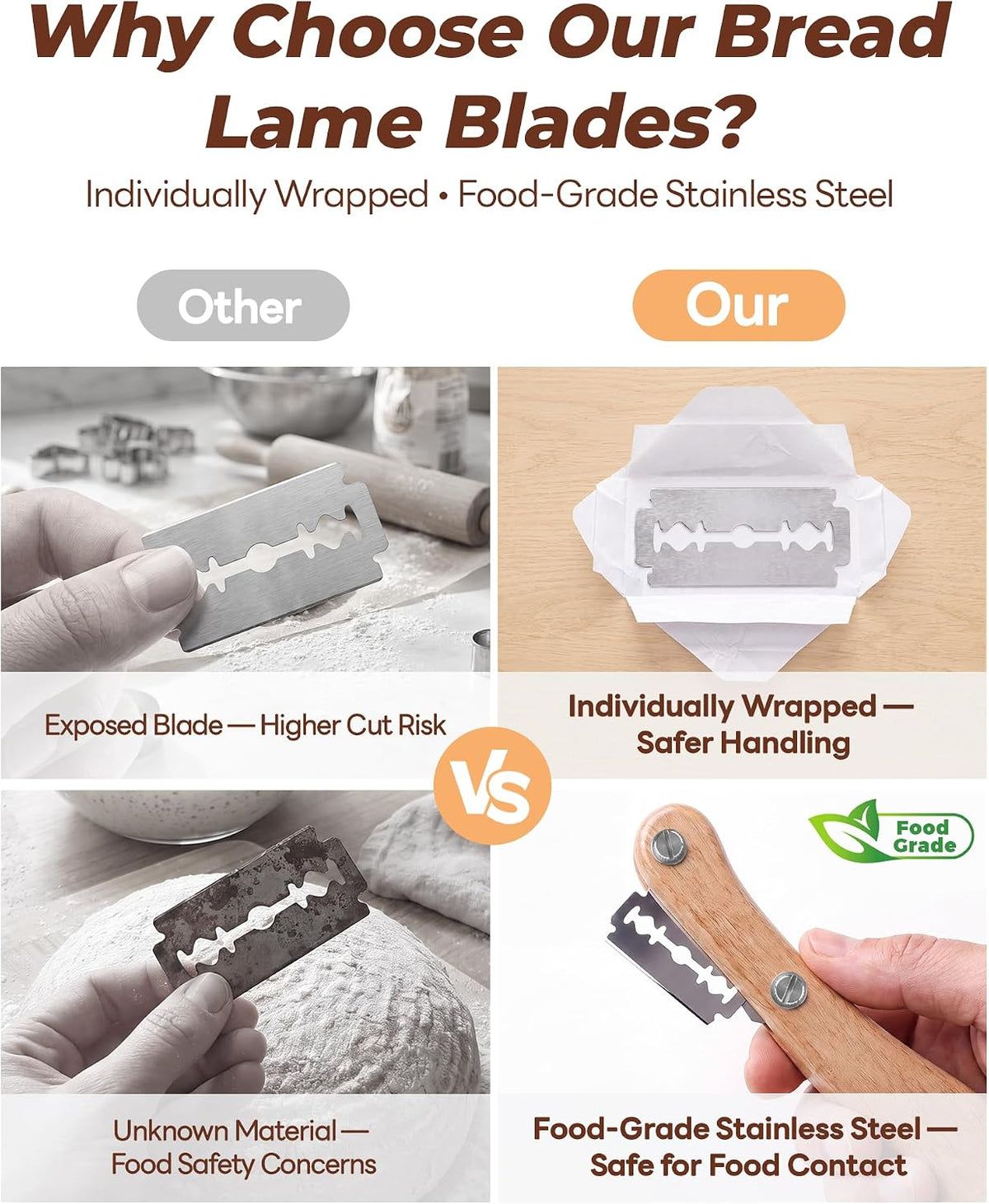 Bake Choice Bread Lame, Sourdough Scoring Tool with Ergonomic Wooden Handle — product details