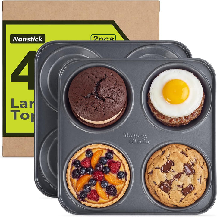 Bake Choice Muffin Top Pan, 4-Cup Hamburger Bun Pan, 4' Baking Pan 2 Pack — main product image