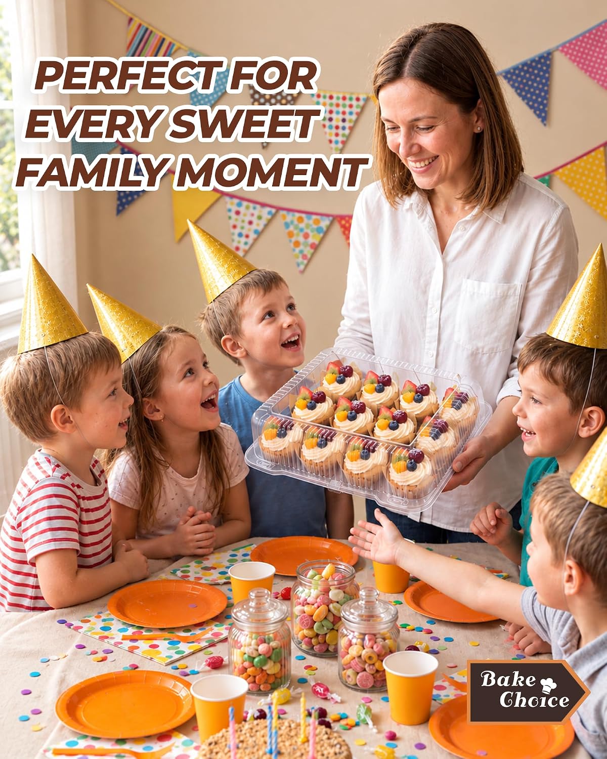 Bake Choice 20 Sets x 12 Count Cupcake Containers with Detachable Lid — product details