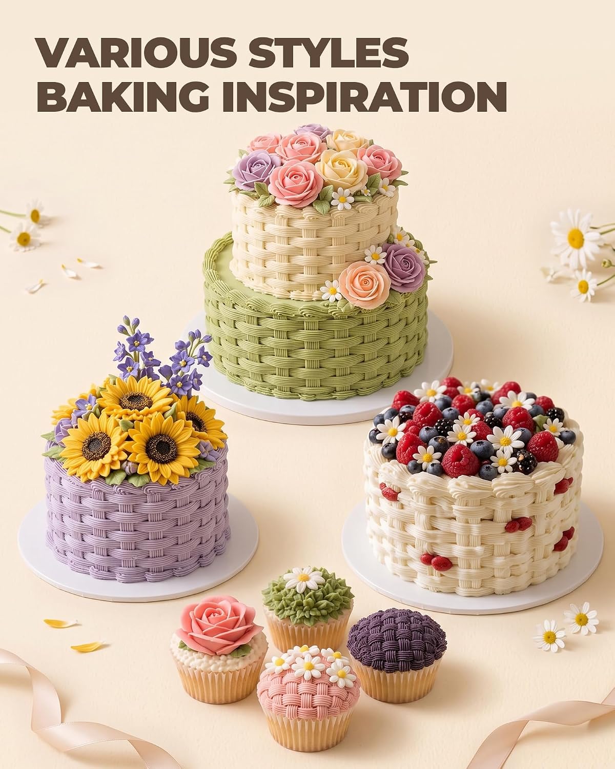 Bake Choice 6-Piece Basketweave Piping Tips Set with Storage Case, Seamless — product details