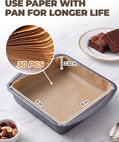 Bake Choice 9 x 9 Square Brownie Pan, Baking Pan with 30 Pcs Pre Cut Liners — product details