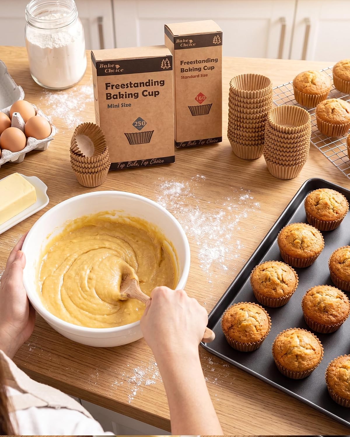 Bake Choice 250PCS Mini Cupcake Liners for Baking, Non-stick, Natural — product details