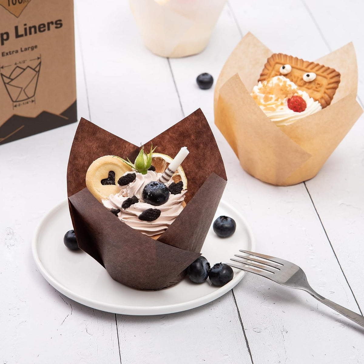 Bake Choice 100pcs Extra Large Brown Tulip Cupcake Liners for Baking — product details