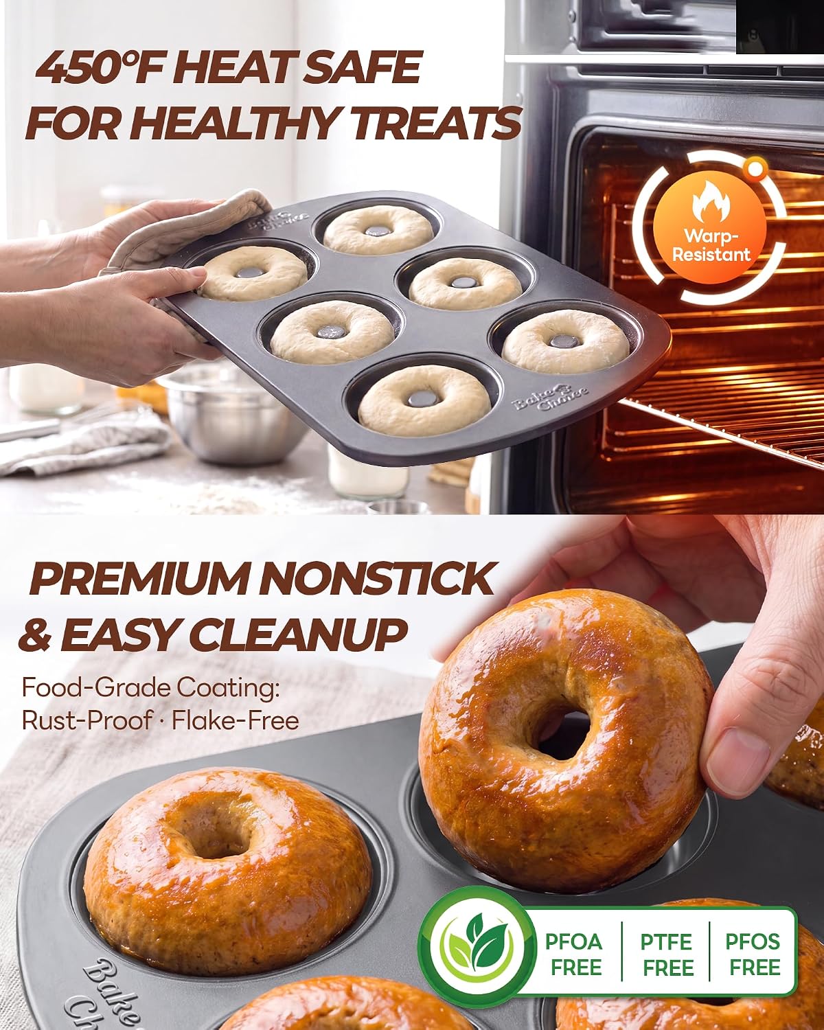 Bake Choice 6 Cavity Donut Baking Pan, 12.5 x 8.5 In Doughnut Mold — product details