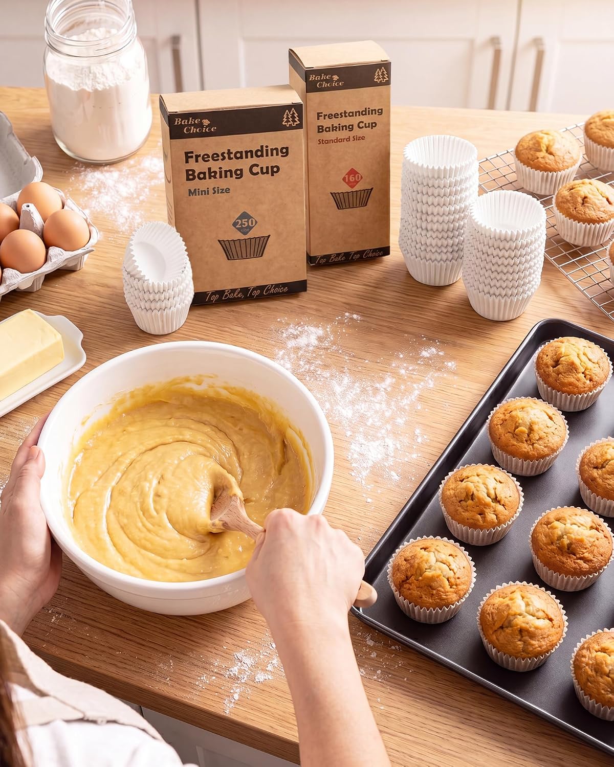 Bake Choice 250PCS Mini Cupcake Liners for Baking, Non-stick, White — product details