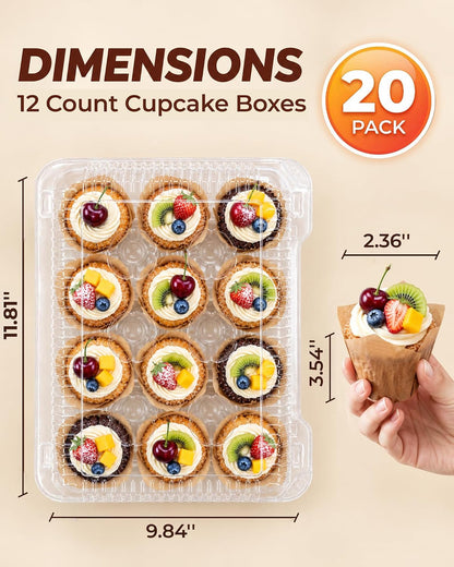 Bake Choice 20 Sets x 12 Count Cupcake Containers with Detachable Lid — product details