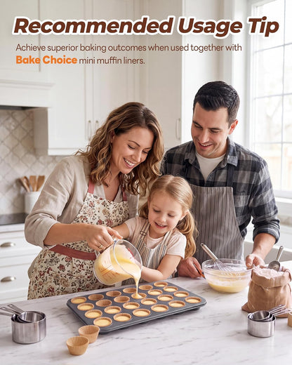 Bake Choice Mini Muffin Pan, Nonstick 24 Cup Mini Cupcake Pans — product details
