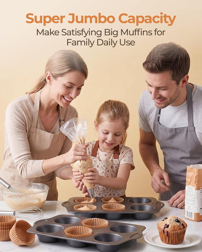 Bake Choice 2 Super Jumbo Muffin Pan for Baking with 40 PC 65GSM Liners — product details