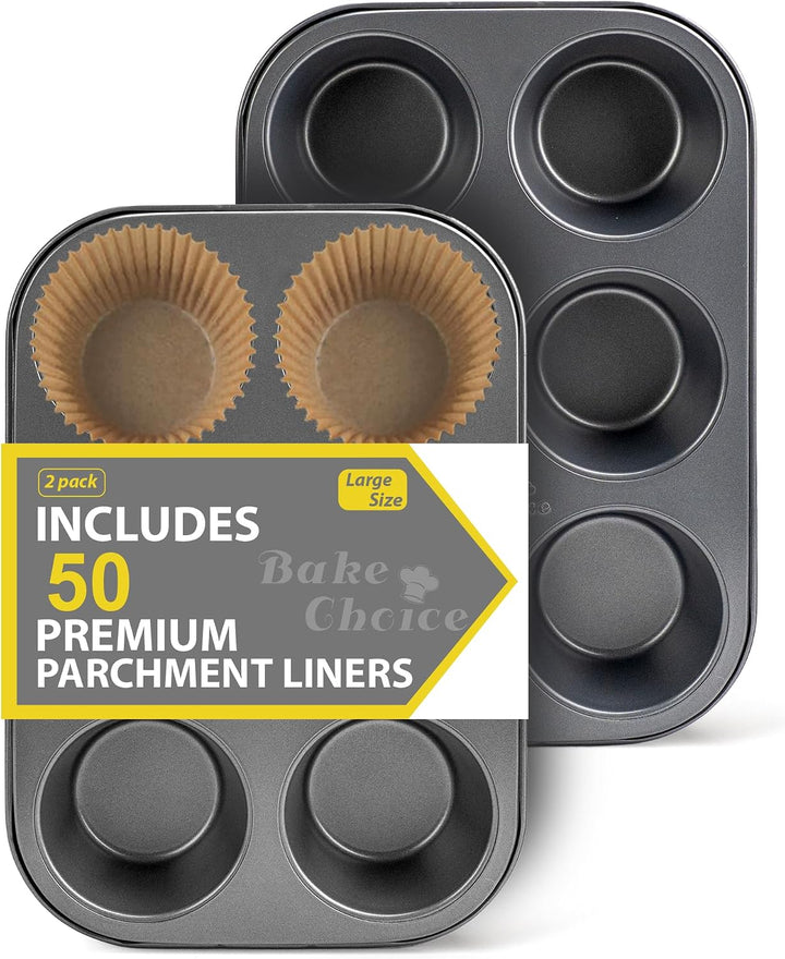 Bake Choice 2 Jumbo Muffin Pan for Baking, Extra Large Cupcake Pan — product details