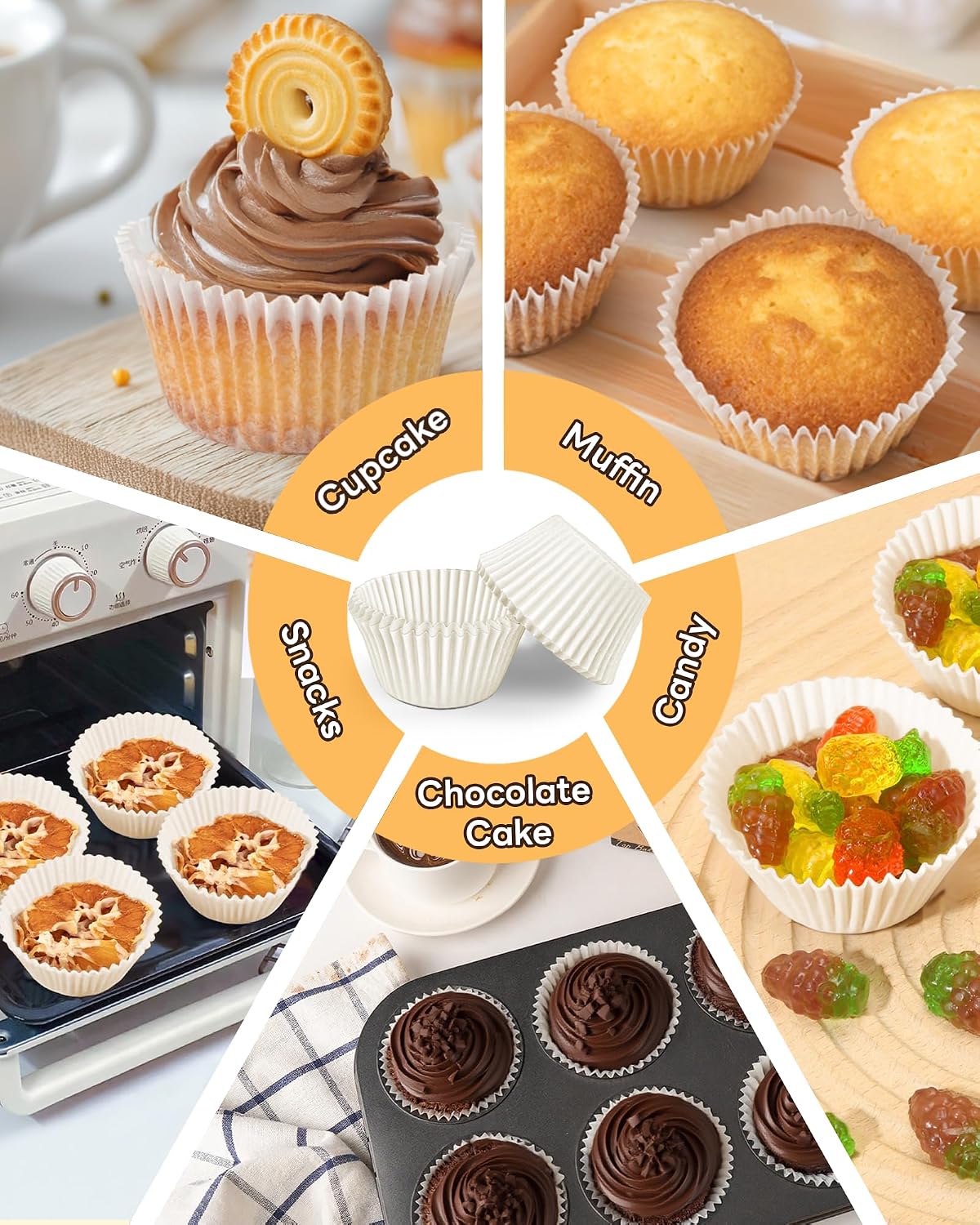 Bake Choice 100pcs Jumbo Cupcake Liners for Baking, White Muffin Liners — product details
