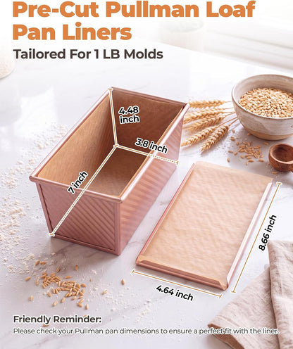 Bake Choice Loaf Pan Liners for 1 LB Pullman Loaf Pan with Lid, 50 Sets — product details