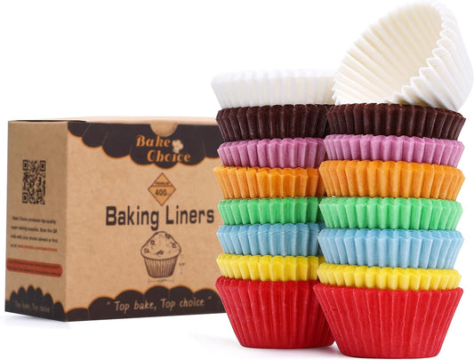 Bake Choice 400pcs Rainbow cupcake liners, mini Christmas muffin liners — main product image