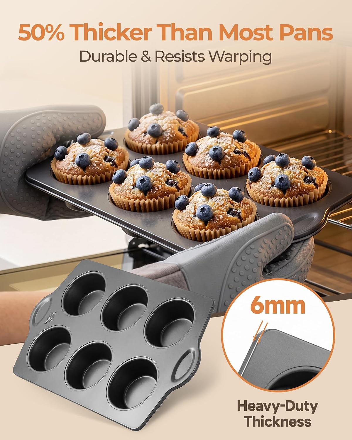 Bake Choice 2 Super Jumbo Muffin Pan for Baking with 40 PC 65GSM Liners — product details