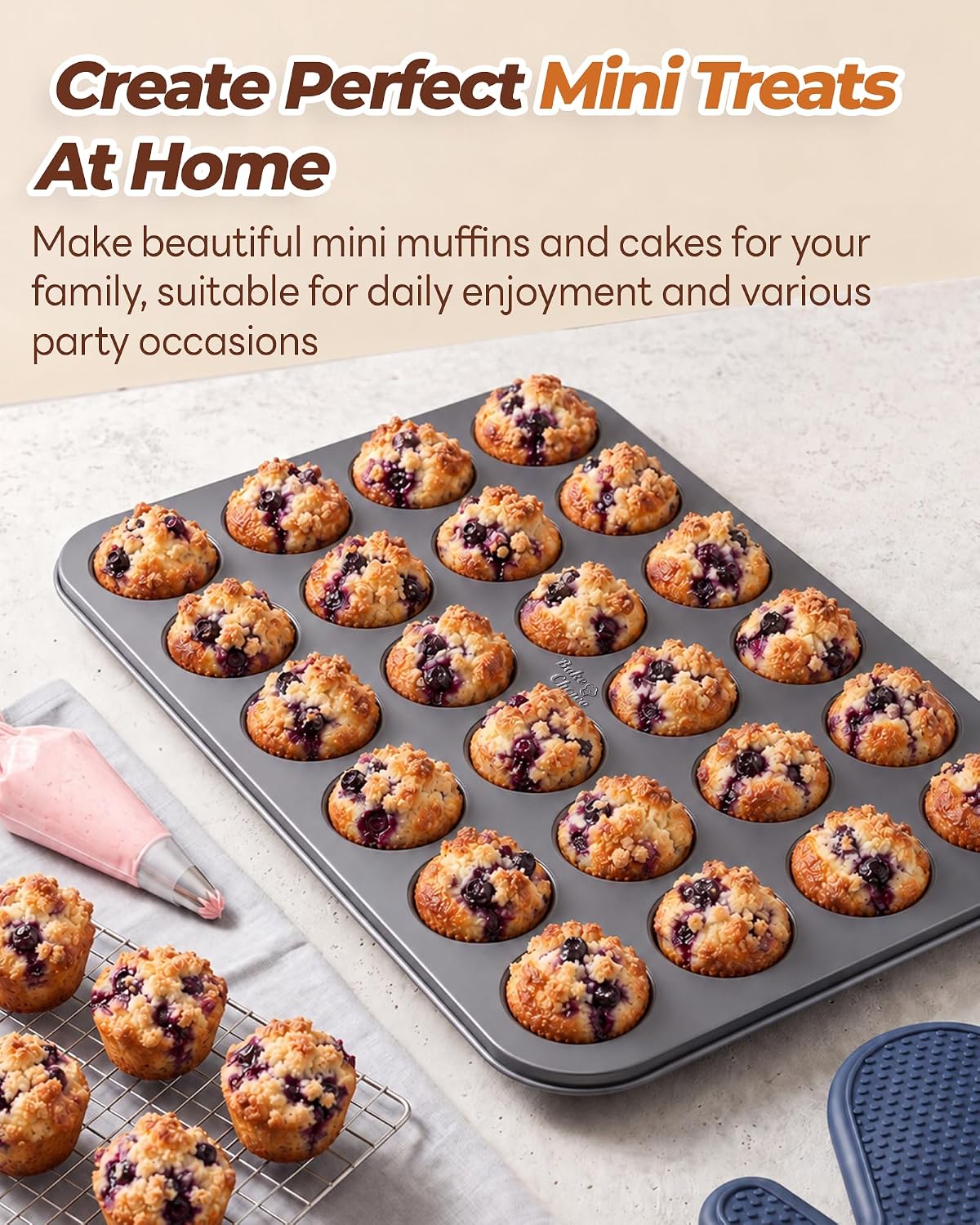 Bake Choice Mini Muffin Pan, Nonstick 24 Cup Mini Cupcake Pans — product details
