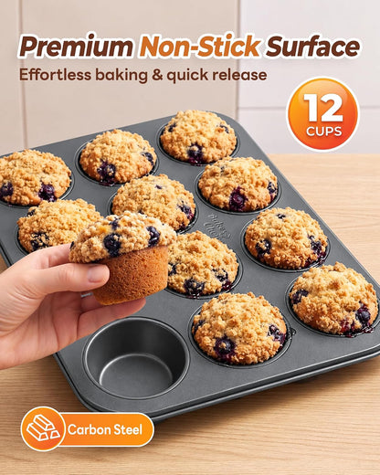 Bake Choice Muffin Pan for Baking, Standard Cupcake Pan, Nonstick 12 Cup — product details
