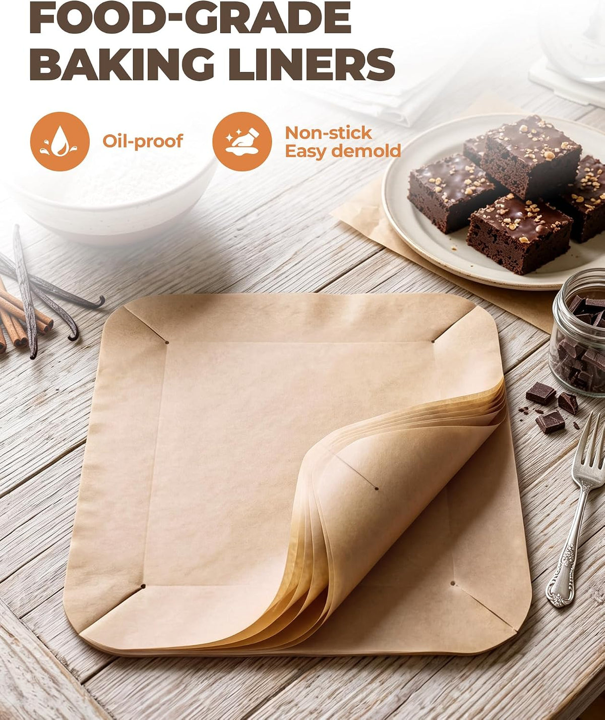 Bake Choice 8 x 8 Square Brownie Pan, Baking Pan with 30 Pcs Pre Cut Liners — product details