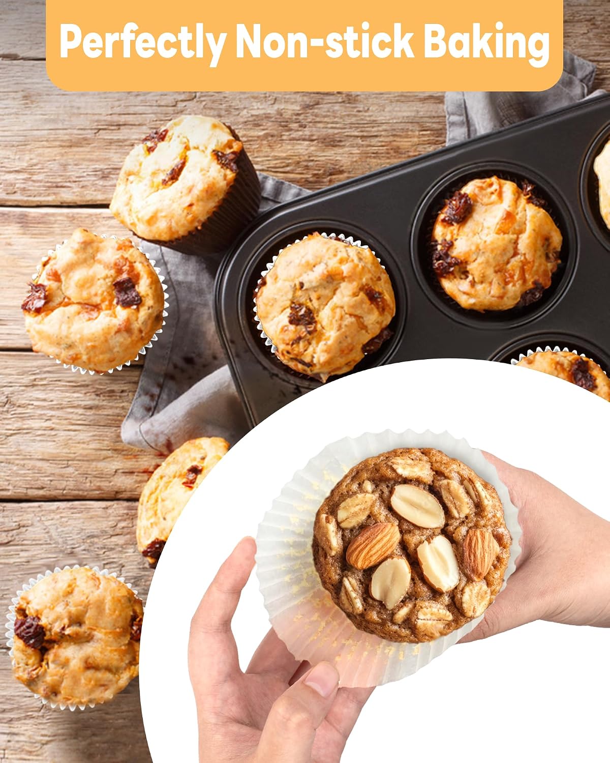 Bake Choice 100pcs Jumbo Cupcake Liners for Baking, White Muffin Liners — product details