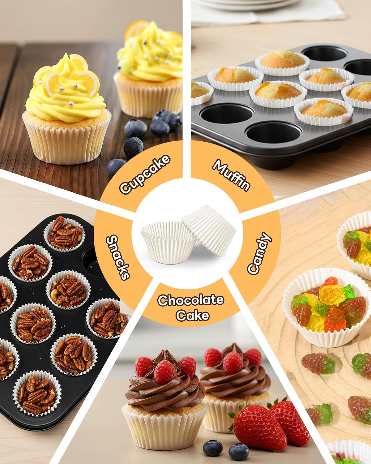 Bake Choice 400pcs White Cupcake Liners for Baking, Mini Muffin Liners — product details