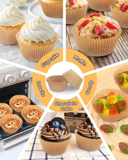 Bake Choice 100pcs Jumbo Cupcake Liners for Baking, Natural Muffin Liners — product details