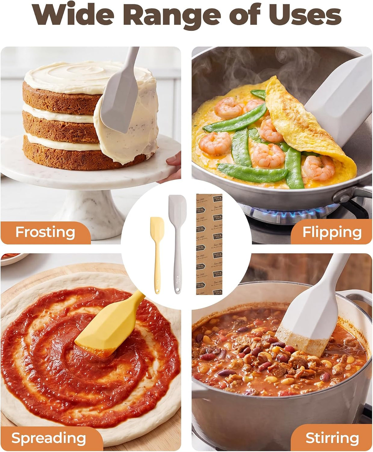 Bake Choice 2 Pieces Silicone Spatula Set, Premium Steel Core — product details