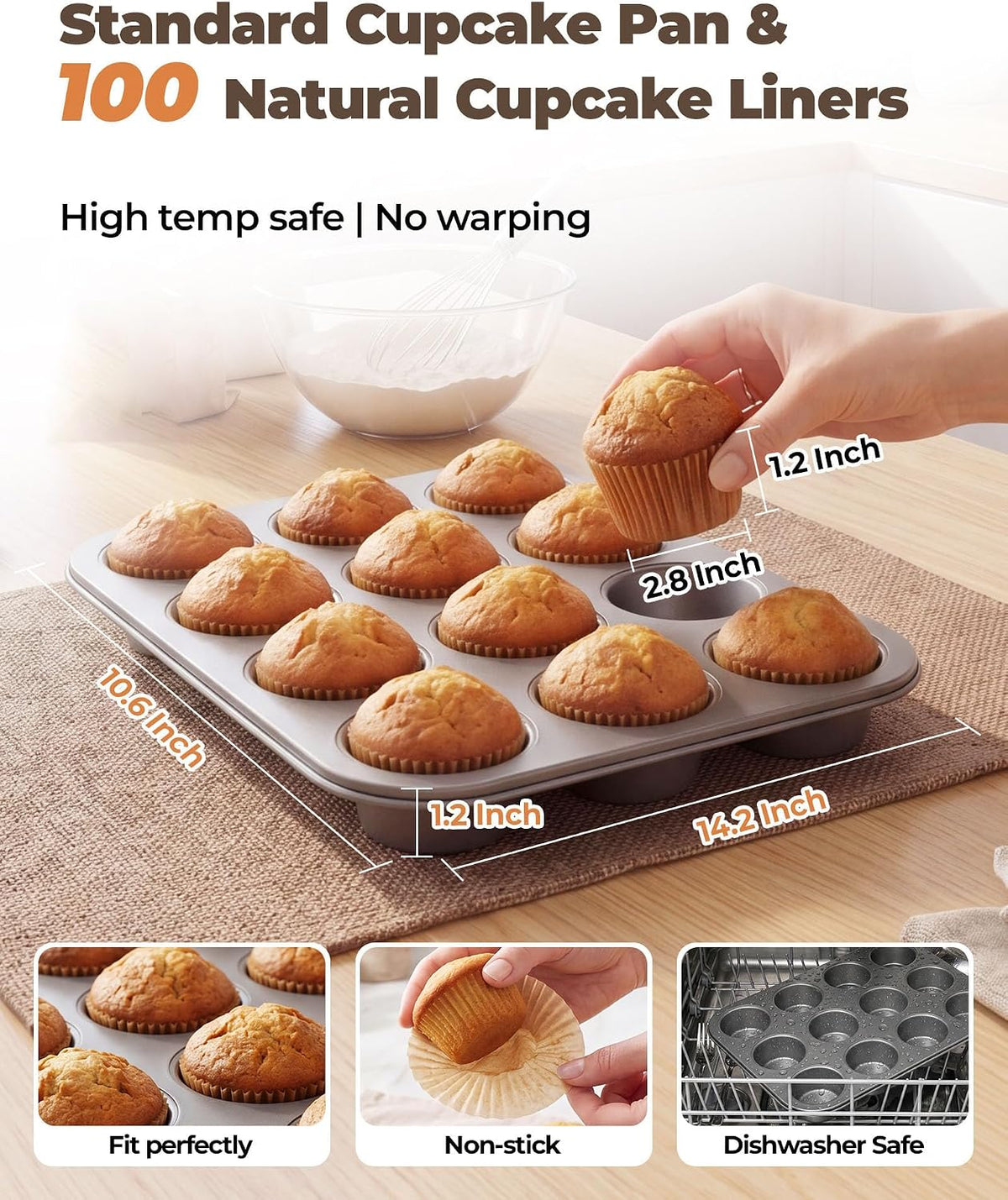 Bake Choice Muffin Pan for Baking, Standard Cupcake Pan Set, 132 PCS — product details