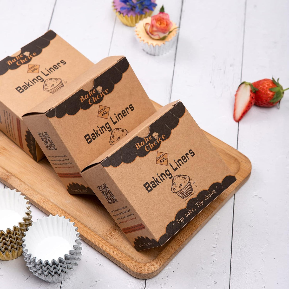 Bake Choice 400pcs Gold Mini Cupcake Liners, Foil Muffin Liners, Non-Stick — product details