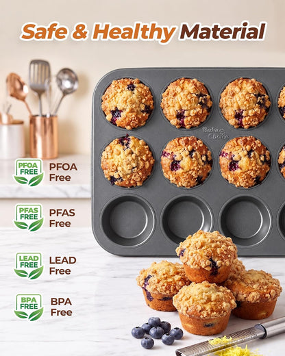 Bake Choice Muffin Pan for Baking, Standard Cupcake Pan, Nonstick 12 Cup — product details