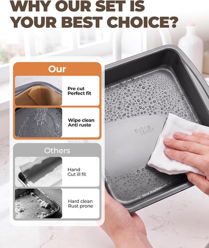 Bake Choice 9 x 9 Square Brownie Pan, Baking Pan with 30 Pcs Pre Cut Liners — product details