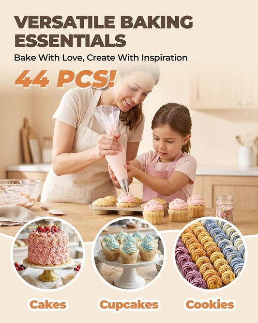 Bake Choice 44 Pcs Large Piping Tips and Bags Set, Seamless Stainless Steel — product details