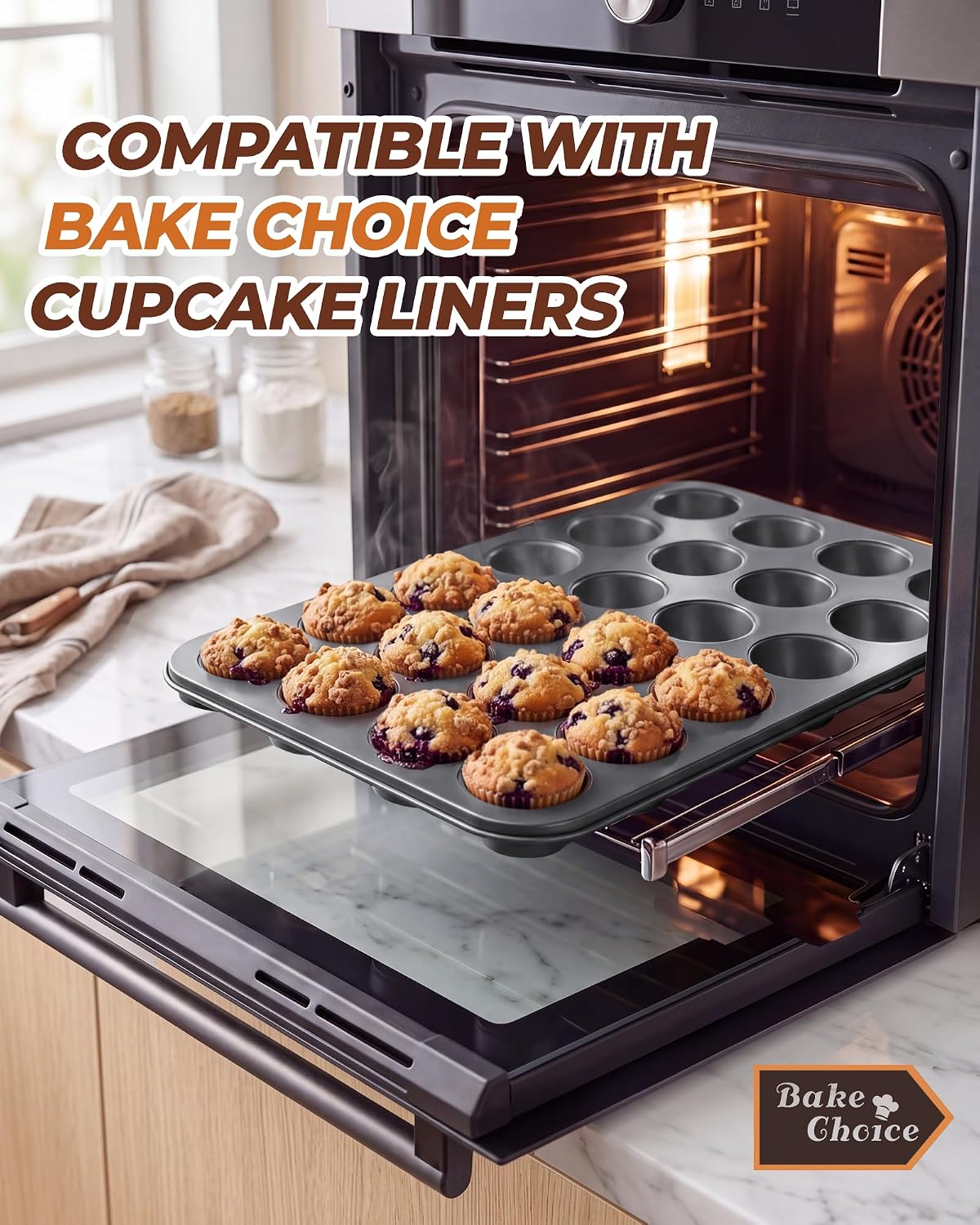 Bake Choice Mini Muffin Pan, Nonstick 24 Cup Mini Cupcake Pans — product details