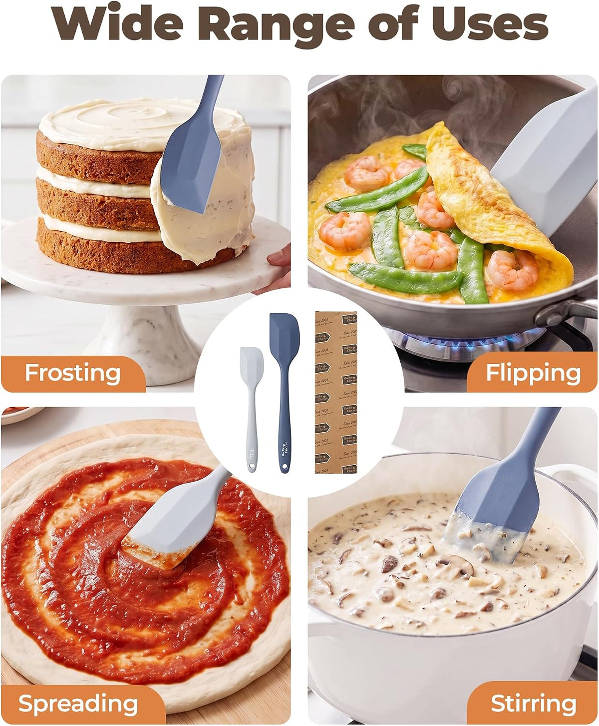 Bake Choice 2-Piece Heat Resistant Silicone Spatula Set with Steel Core — product details