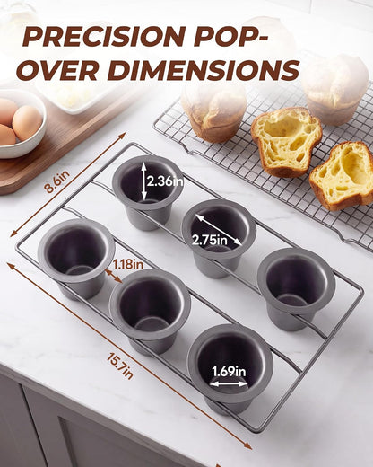 Nonstick 6-Cup Popover Pan, Heavy-Duty Carbon Steel — product details