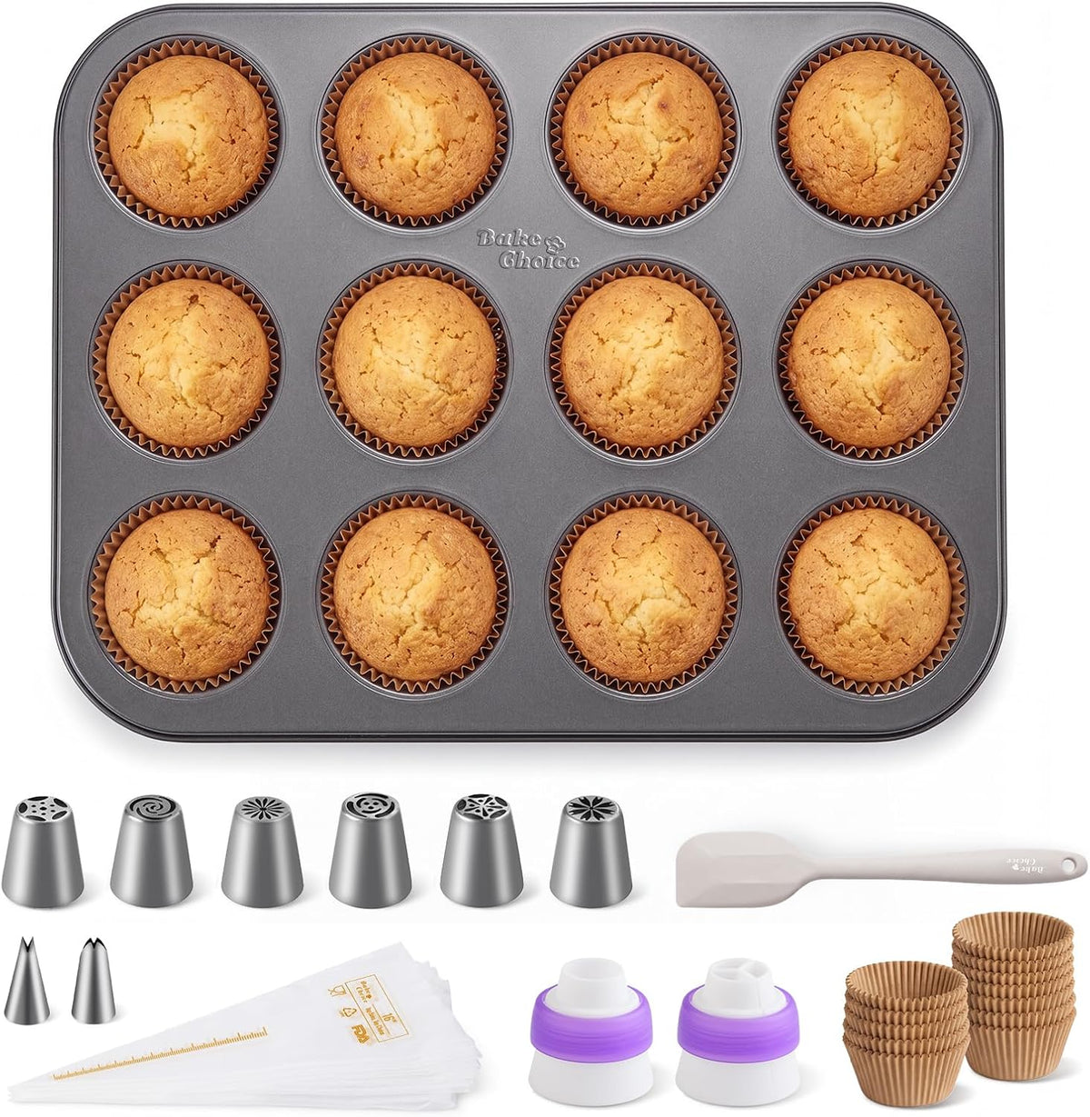 Bake Choice Muffin Pan for Baking, Standard Cupcake Pan Set, 132 PCS — main product image