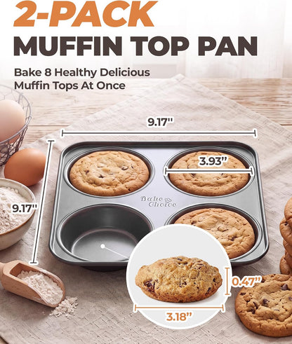 Bake Choice Muffin Top Pan, 4-Cup Hamburger Bun Pan, 4' Baking Pan 2 Pack — product details