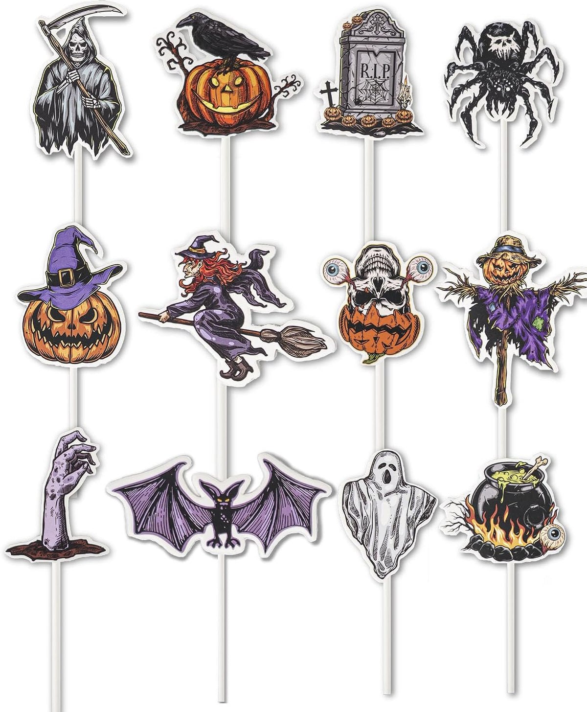 Bake Choice 24 PCS Halloween Cupcake Toppers, Cake Decorations, Ghost Cupcake Toppers, Cupcake Decorations Picks for Theme Party, Bat Birthday, Baby Shower — product details