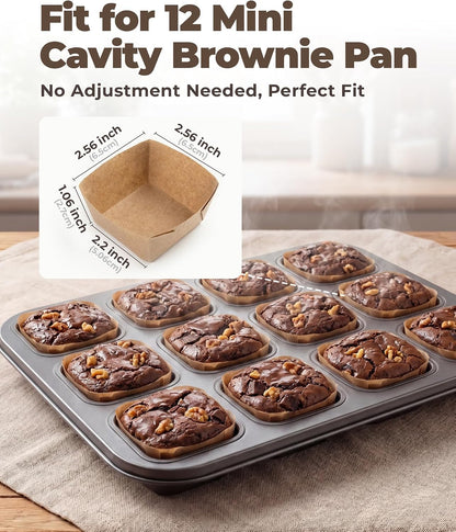 Bake Choice 100Pcs Mini Square Cupcake Liners, Fit for 12 Small Brownie Pan — product details